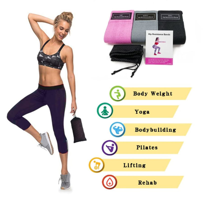 3-pcs Fabric Booty Resistance Bands Set | Anti-skid Material
