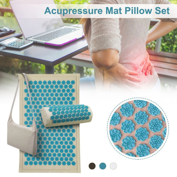 Acupressure Mat And Pillow Set For Back/Neck Pain Relief And